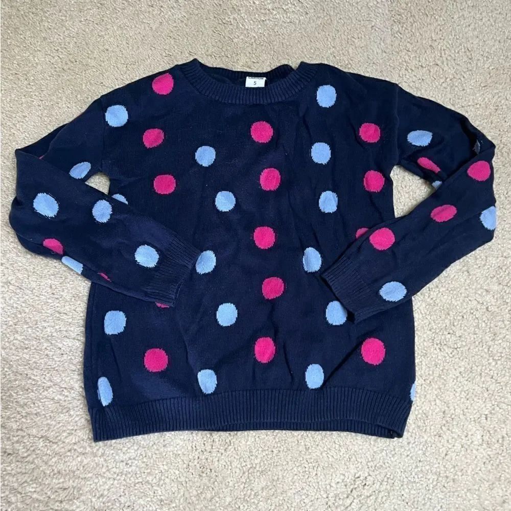Harper Canyon Cotton Polka Dots Long Sleeve Knit Sweater Little Girl 5 EUC
